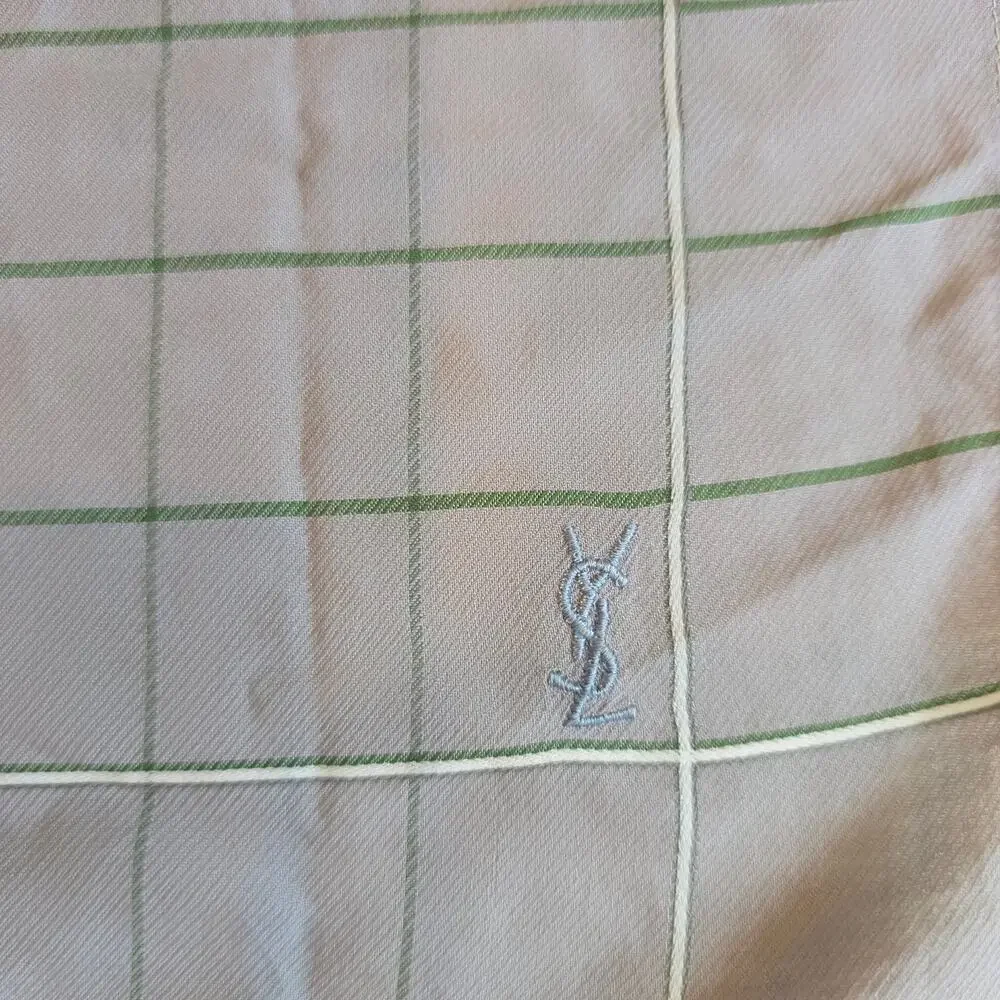 Vintage Yves Saint Laurent Plaid Cotton Bandana Handkerchief